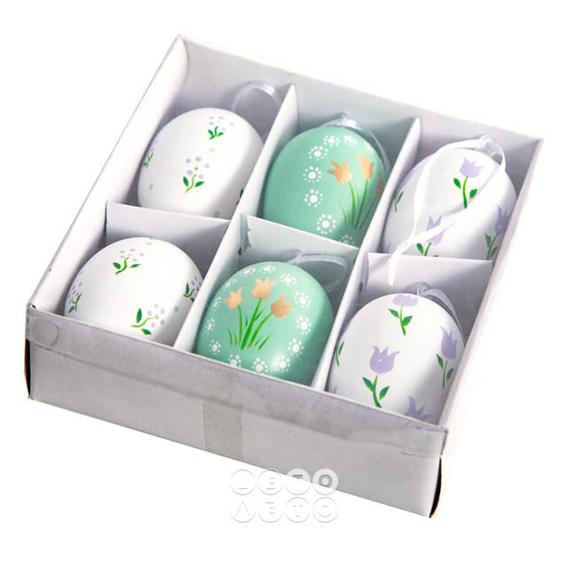 Пасхальные подвески Яйца - Flower Green 6 см, 6 шт Breitner