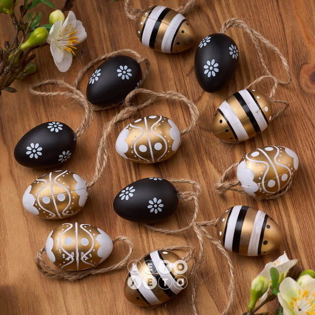 Пасхальные подвески Яйца - Easter Gold 4 см, 12 шт Breitner