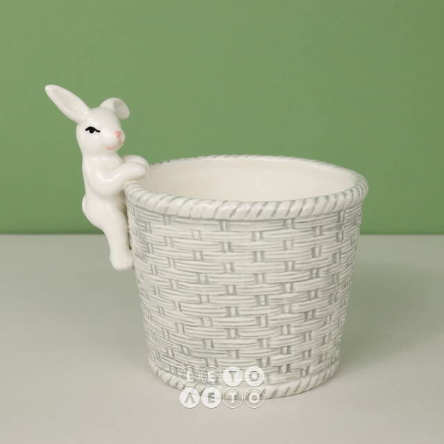 Декоративное кашпо Крошка Кролик 14*11 см серое Koopman
