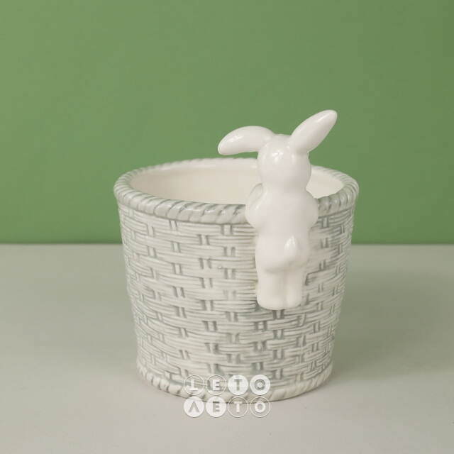 Декоративное кашпо Крошка Кролик 14*11 см серое Koopman