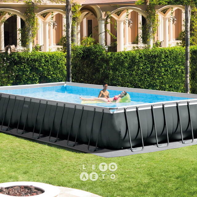 Прямоугольный каркасный бассейн 26378 Intex Ultra XTR Rectangular Frame 975*488*132 см, песочный фильтр, хлоргенератор, аксессуары INTEX