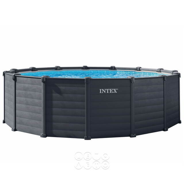Каркасный бассейн 26384 Intex Graphite Gray Panel 478*124 см, песочный фильтр, аксессуары INTEX