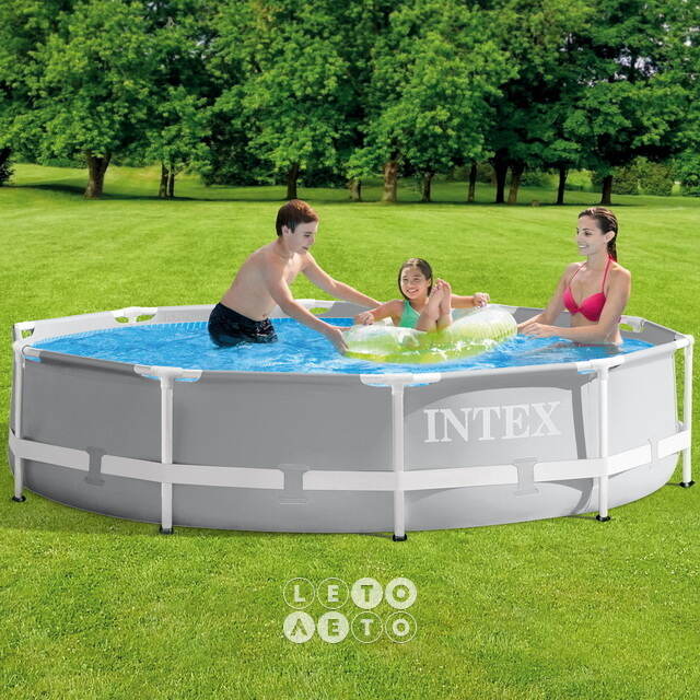 Каркасный бассейн 26702 Intex Prism Frame 305*76 см серый, картриджный фильтр INTEX
