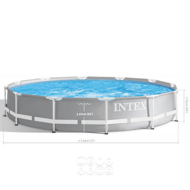 Каркасный бассейн 26712 Intex Prism Frame 366*76 см серый, фильтр-насос INTEX