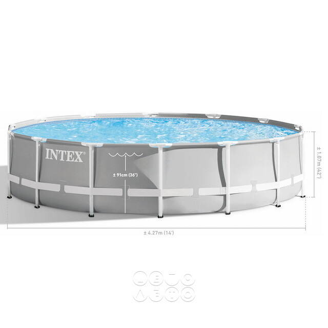 Каркасный бассейн 26720 Intex Prism Frame 427*107 см серый, фильтр-насос, аксессуары INTEX