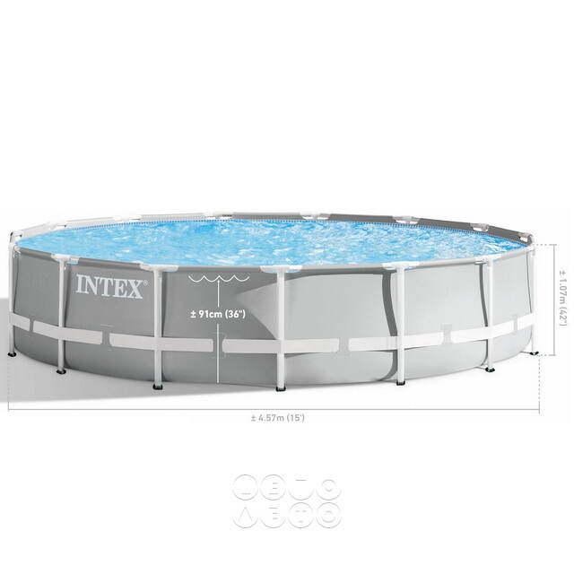 Каркасный бассейн 26724 Intex Prism Frame 457*107 см серый, картриджный фильтр, аксессуары INTEX