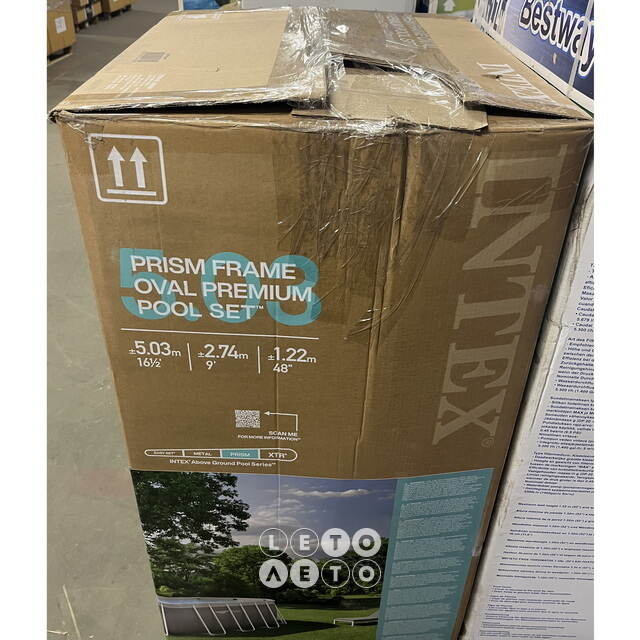 Каркасный овальный бассейн 26796 Intex Prism Frame 503*274*122 см, картриджный фильтр, аксессуары, уцененный INTEX