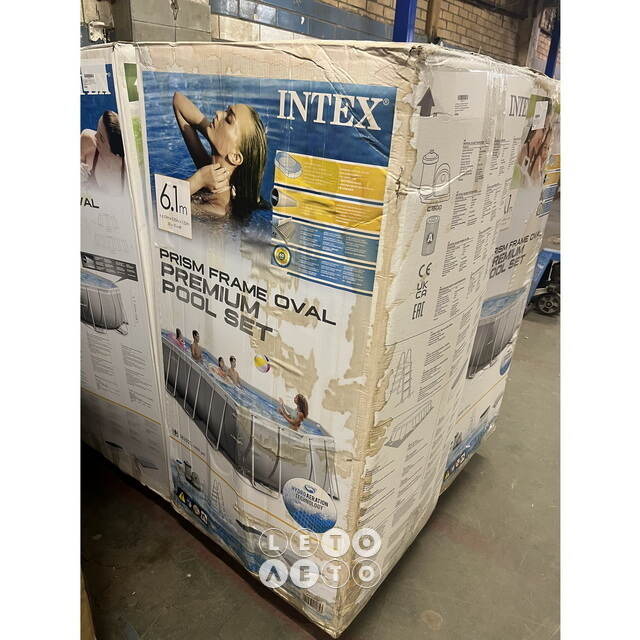 Каркасный овальный бассейн 26798 Intex Prism Frame 610*305*122 см, картриджный фильтр, аксессуары, уцененный INTEX