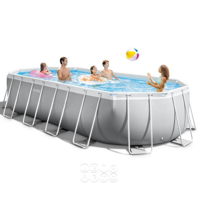 Каркасный овальный бассейн 26798 Intex Prism Frame 610*305*122 см, картриджный фильтр, аксессуары, уцененный INTEX