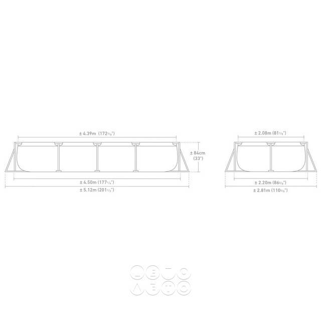 Прямоугольный каркасный бассейн 28273 Intex 450*220*84 см INTEX