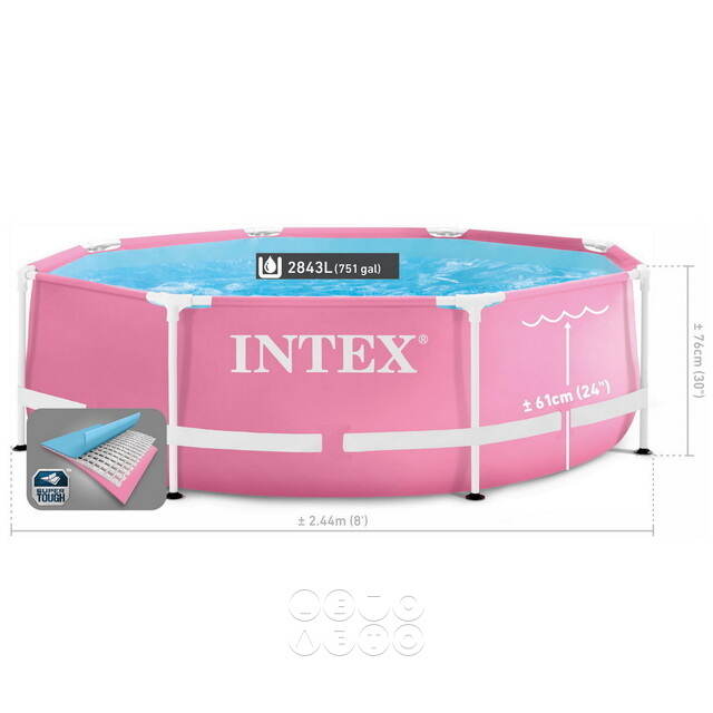 Каркасный бассейн 28290 Intex Metal Frame 244*76 см, розовый INTEX