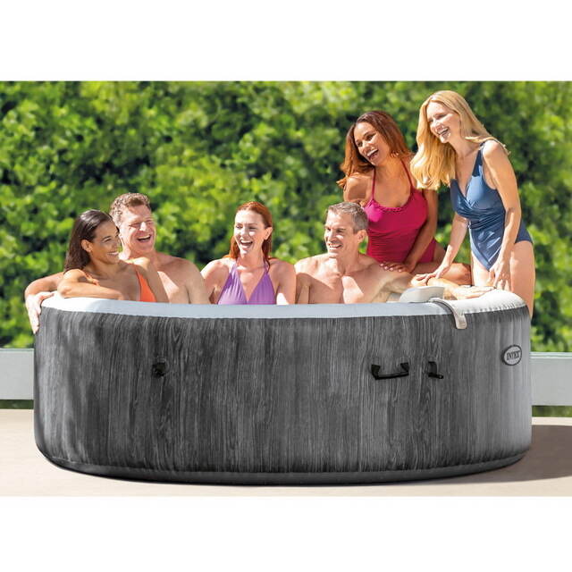 Надувной бассейн-джакузи Intex 28442 GreyWood Deluxe 216*71 см, аэромассаж, подсветка, уцененный INTEX