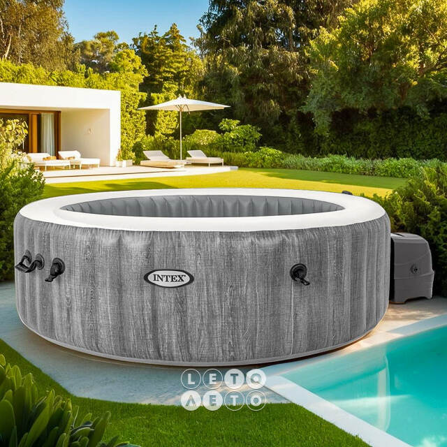 Надувной бассейн-джакузи Intex 28442 GreyWood Deluxe 216*71 см, аэромассаж, подсветка, уцененный INTEX