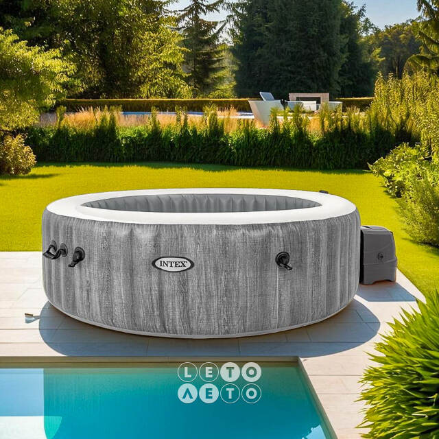 Надувной бассейн-джакузи Intex 28442 GreyWood Deluxe 216*71 см, аэромассаж, подсветка, уцененный INTEX