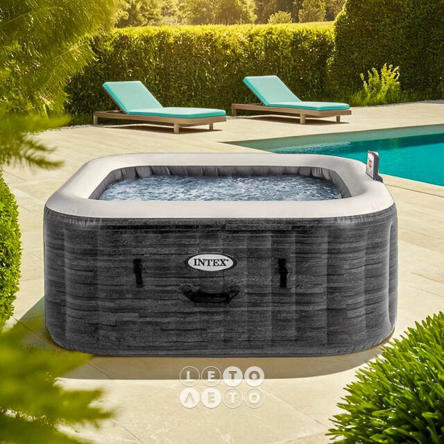 Надувной бассейн-джакузи Intex 28450 Greystone Deluxe 175*71 см, аэромассаж, подсветка INTEX