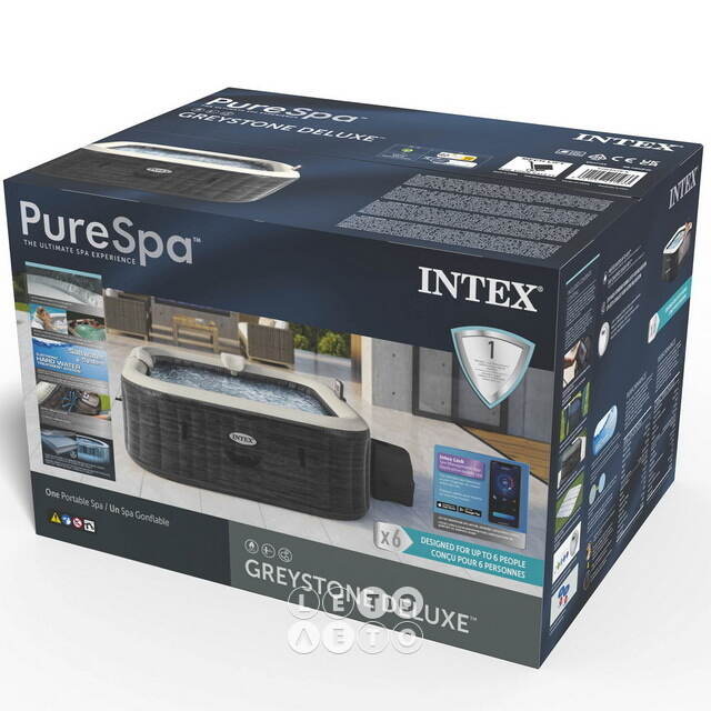 Надувной бассейн-джакузи Intex 28452 Greystone Deluxe 196*71 см, аэромассаж, подсветка INTEX