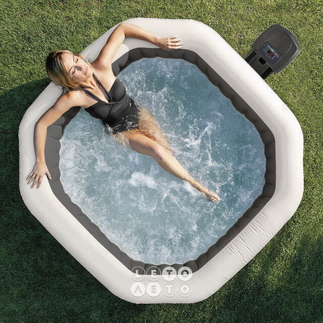 Надувной бассейн-джакузи Intex 28458 Jet Bubble Deluxe Onyx 201*71 см, аэро и гидромассаж, хлоргенератор INTEX