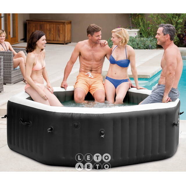 Надувной бассейн-джакузи Intex 28458 Jet Bubble Deluxe Onyx 201*71 см, аэро и гидромассаж, хлоргенератор INTEX