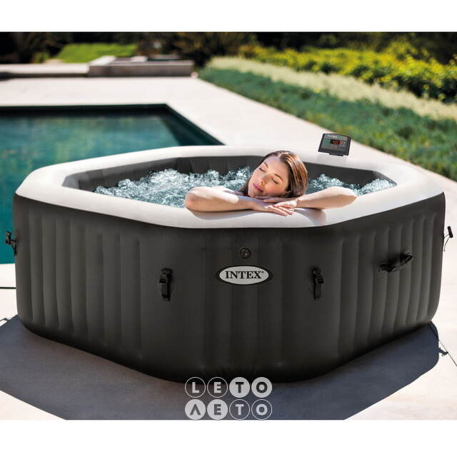 Надувной бассейн-джакузи Intex 28458 Jet Bubble Deluxe Onyx 201*71 см, аэро и гидромассаж, хлоргенератор INTEX