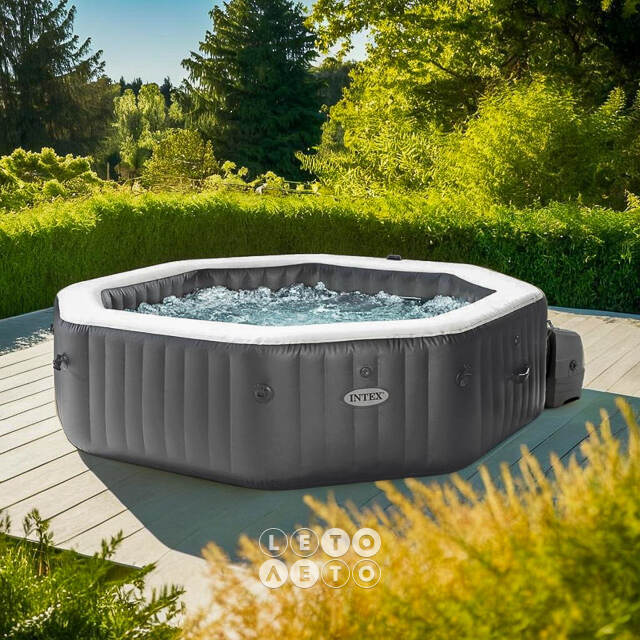 Надувной бассейн-джакузи Intex 28462 Jet Bubble Deluxe Onyx 218*71 см, аэро и гидромассаж, хлоргенератор INTEX