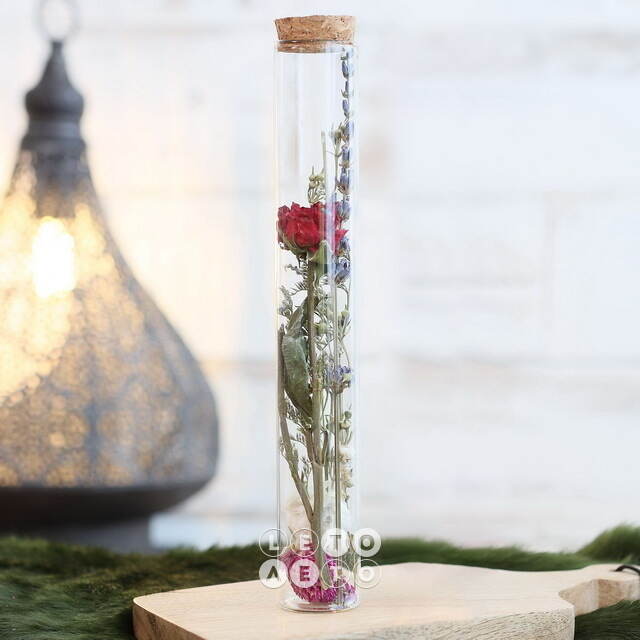 Стеклянная колба с цветами Floricco: Almero 20*3 см Ideas4Seasons