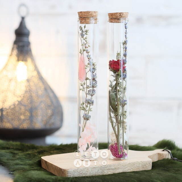 Стеклянная колба с цветами Floricco: Teona 20*3 см Ideas4Seasons