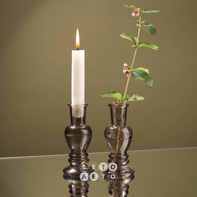 Стеклянная ваза-подсвечник Stefano 11 см серая, 2 шт Ideas4Seasons