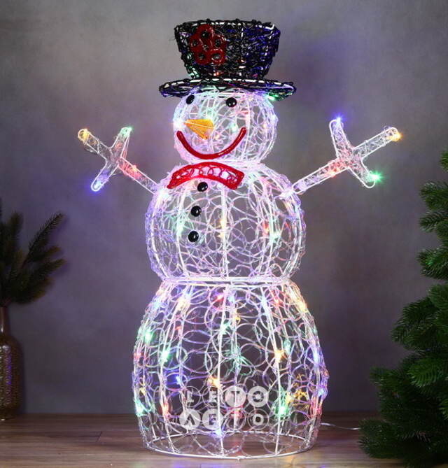 Светодиодный Снеговик Артуро - Magic Feat 75 см, 70 разноцветных LED ламп, IP44 Winter Deco