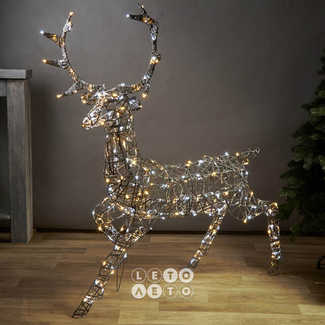 Светодиодный олень Бенни 146 см, 300 теплых/холодных белых LED ламп, IP44 Winter Deco