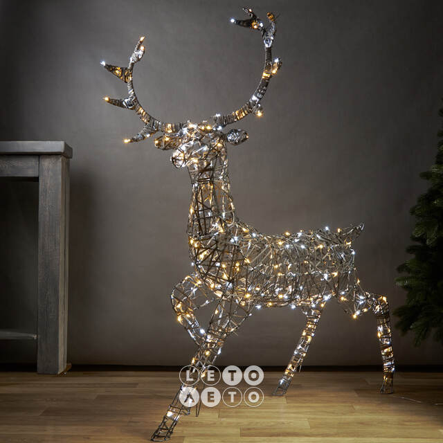 Светодиодный олень Бенни 146 см, 300 теплых/холодных белых LED ламп, IP44 Winter Deco