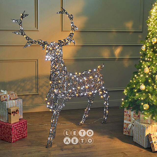 Светодиодный олень Бенни 146 см, 300 теплых/холодных белых LED ламп, IP44 Winter Deco