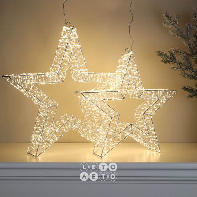 Cветодиодная звезда Эльвия 50 см, 1200 теплых белых микро LED ламп, IP44 Winter Deco