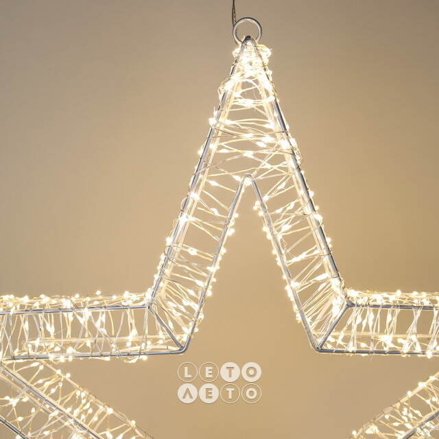 Cветодиодная звезда Эльвия 50 см, 1200 теплых белых микро LED ламп, IP44 Winter Deco