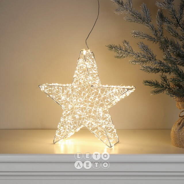 Cветодиодная звезда Торквато 30 см, 600 теплых белых микро LED ламп, IP44 Winter Deco