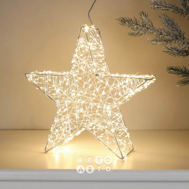 Cветодиодная звезда Торквато 30 см, 600 теплых белых микро LED ламп, IP44 Winter Deco