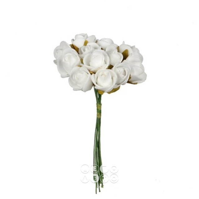 Искусственные розы для декора Lallita 10 см, 12 шт, белые Ideas4Seasons