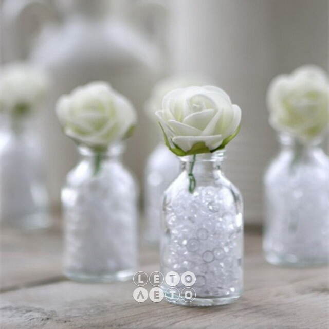 Искусственные розы для декора Lallita 10 см, 12 шт, белые Ideas4Seasons