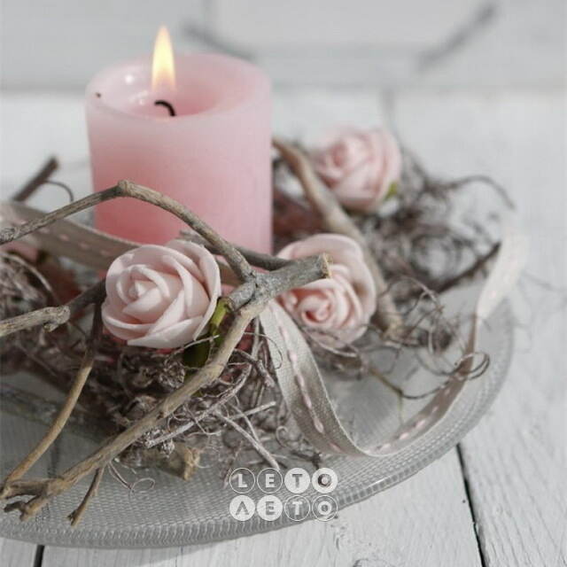 Искусственные розы для декора Lallita 10 см, 12 шт, нежно-розовые Ideas4Seasons