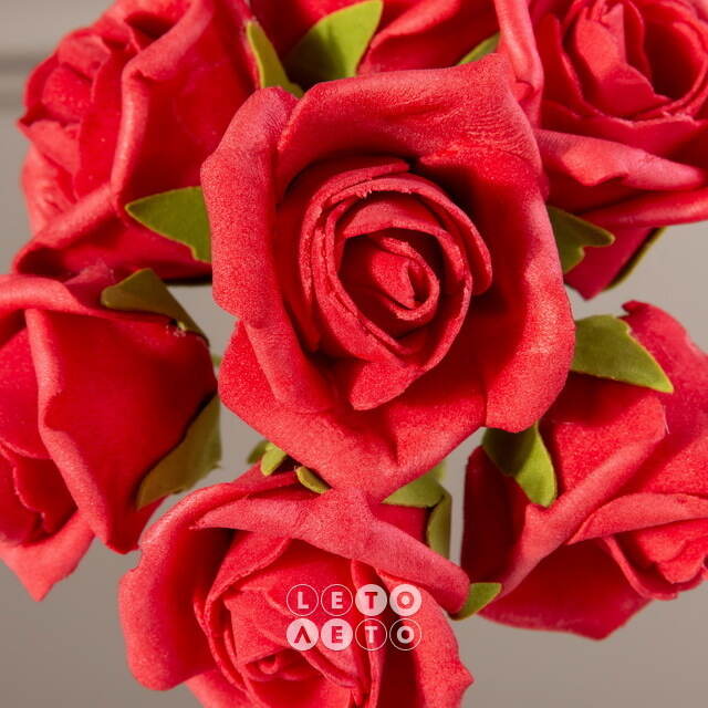 Искусственные розы для декора Лолита 18 см, 7 шт, алые Ideas4Seasons (Идеас Фор Сезонс)