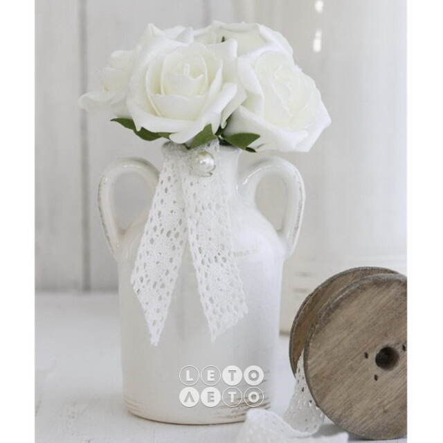 Искусственные розы для декора Lallita 18 см, 7 шт, жемчужные Ideas4Seasons