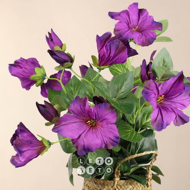 Искусственный цветок в горшке Petunia 35*20 см пурпурная Koopman