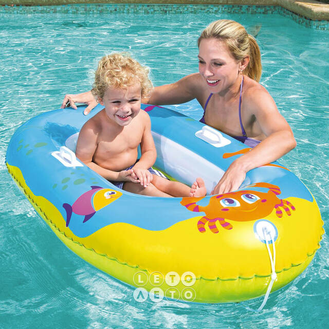 Детская надувная лодка Junior Raft - Крабики 119*79 см, голубая Bestway