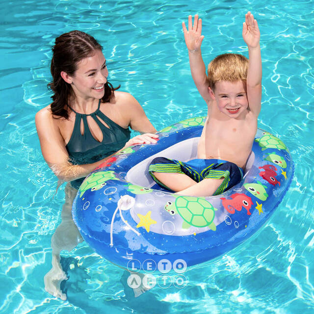 Детская надувная лодка Kiddie Raft - Морские приключения 102*69 см, синяя Bestway