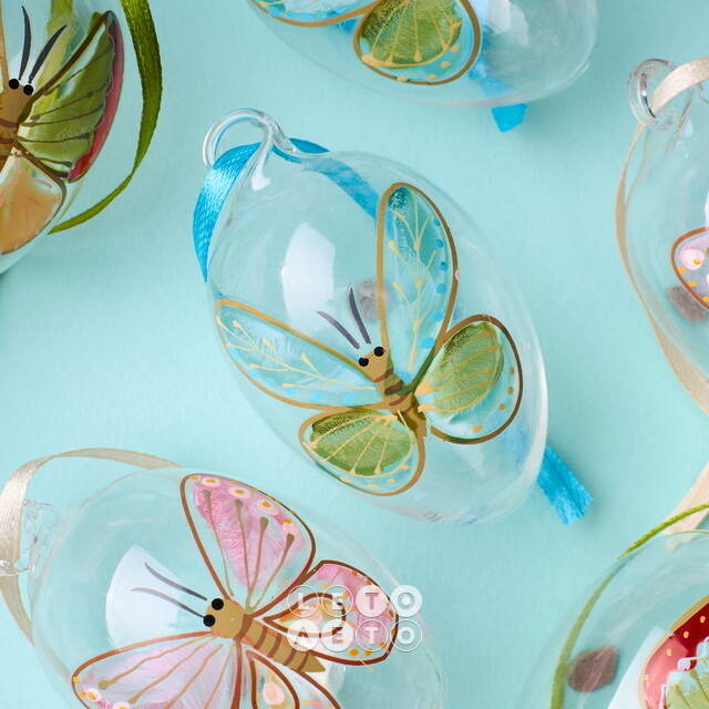 Декоративные пасхальные яйца - Tropical Butterflies 6 см, 6 шт, подвеска Winter Deco