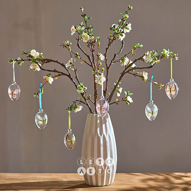 Декоративные пасхальные яйца - Tropical Butterflies 6 см, 6 шт, подвеска Winter Deco