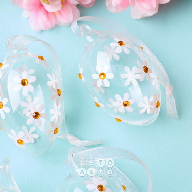 Декоративные пасхальные яйца - Summer Daisies 6 см, 5 шт, подвеска Winter Deco
