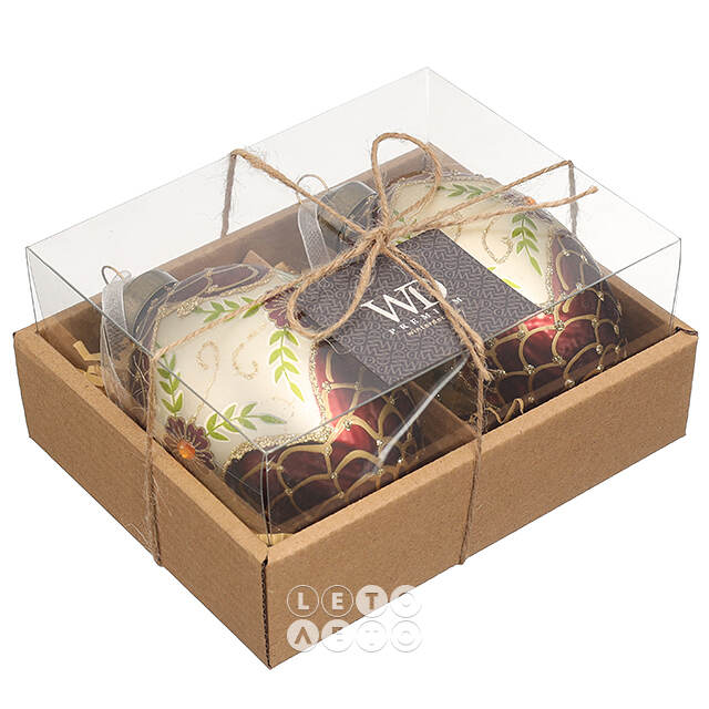 Набор стеклянных елочных игрушек Яйца - Paderno Duniano 11 см, 2 шт, подвеска Winter Deco