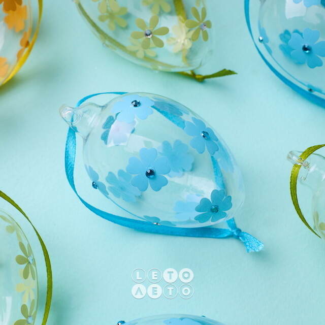 Декоративные пасхальные яйца - Field Daisies 7 см, 9 шт, подвеска Winter Deco