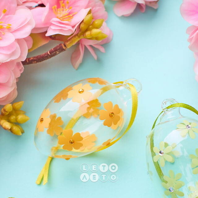 Декоративные пасхальные яйца - Field Daisies 7 см, 9 шт, подвеска Winter Deco