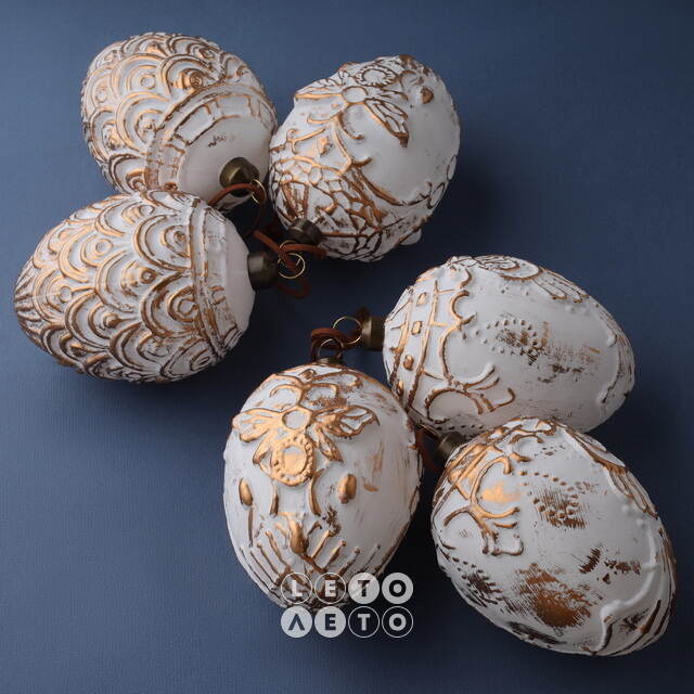 Набор стеклянных елочных игрушек Яйца - Poggio Bernie 10 см, 6 шт, подвеска Winter Deco